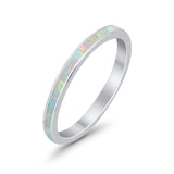 Full Eternity Stackable 3mm Wedding Band Ring Lab Created Opal 925 Sterling Silver