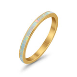 Full Eternity Stackable 3mm Wedding Band Ring Lab Created Opal 925 Sterling Silver