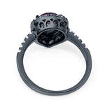 Halo Teardrop Bridal Filigree Ring Simulated Cubic Zirconia 925 Sterling Silver