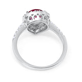 Halo Teardrop Bridal Filigree Ring Simulated Cubic Zirconia 925 Sterling Silver
