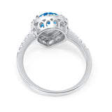 Halo Teardrop Bridal Filigree Ring Simulated Cubic Zirconia 925 Sterling Silver