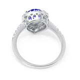 Halo Teardrop Bridal Filigree Ring Simulated Cubic Zirconia 925 Sterling Silver