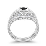 Vintage Style Two Piece Wedding Ring Bridal Simulated CZ 925 Sterling Silver