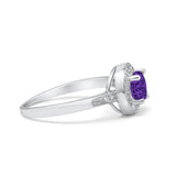 Halo Art Deco Wedding Ring Simulated Cubic Zirconia 925 Sterling Silver