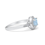 Halo Art Deco Wedding Ring Simulated Cubic Zirconia 925 Sterling Silver