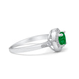 Halo Art Deco Wedding Ring Simulated Cubic Zirconia 925 Sterling Silver