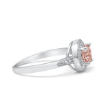 Halo Art Deco Wedding Ring Simulated Cubic Zirconia 925 Sterling Silver