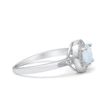 Halo Art Deco Wedding Ring Simulated Cubic Zirconia 925 Sterling Silver