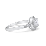 Halo Art Deco Wedding Ring Simulated Cubic Zirconia 925 Sterling Silver
