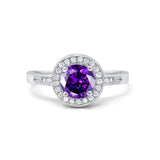 Halo Art Deco Wedding Ring Simulated Cubic Zirconia 925 Sterling Silver