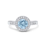 Halo Art Deco Wedding Ring Simulated Cubic Zirconia 925 Sterling Silver