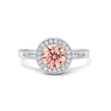 Halo Art Deco Wedding Ring Simulated Cubic Zirconia 925 Sterling Silver