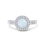 Halo Art Deco Wedding Ring Simulated Cubic Zirconia 925 Sterling Silver