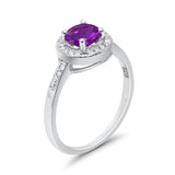 Halo Art Deco Wedding Ring Simulated Cubic Zirconia 925 Sterling Silver