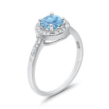 Halo Art Deco Wedding Ring Simulated Cubic Zirconia 925 Sterling Silver