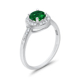 Halo Art Deco Wedding Ring Simulated Cubic Zirconia 925 Sterling Silver