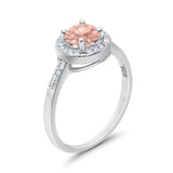Halo Art Deco Wedding Ring Simulated Cubic Zirconia 925 Sterling Silver