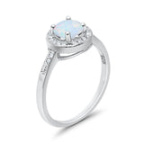 Halo Art Deco Wedding Ring Simulated Cubic Zirconia 925 Sterling Silver