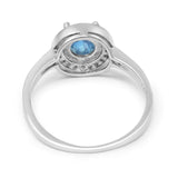 Halo Art Deco Wedding Ring Simulated Cubic Zirconia 925 Sterling Silver