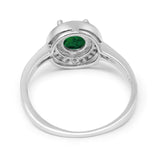 Halo Art Deco Wedding Ring Simulated Cubic Zirconia 925 Sterling Silver
