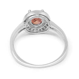 Halo Art Deco Wedding Ring Simulated Cubic Zirconia 925 Sterling Silver
