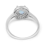 Halo Art Deco Wedding Ring Simulated Cubic Zirconia 925 Sterling Silver