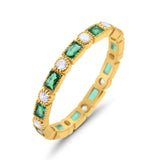 Art Deco Full Eternity Wedding Band Baguette Simulated CZ Ring 925 Sterling Silver