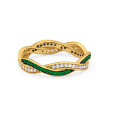 Crisscross Braided Weave Design Eternity Band Ring Round Simulated CZ 925 Sterling Silver