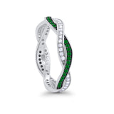 Crisscross Braided Weave Design Eternity Band Ring Round Simulated CZ 925 Sterling Silver