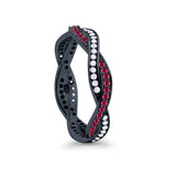 Crisscross Braided Weave Design Eternity Band Ring Round Simulated CZ 925 Sterling Silver