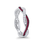Crisscross Braided Weave Design Eternity Band Ring Round Simulated CZ 925 Sterling Silver