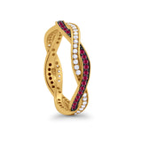 Crisscross Braided Weave Design Eternity Band Ring Round Simulated CZ 925 Sterling Silver