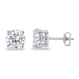 Butterfly Back 4 Prong Round Casting Cubic Zirconia Stud Earrings 925 Sterling Silver 3mm-9mm Choose Size
