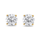 Butterfly Back 4 Prong Round Casting Simulated Cubic Zirconia Stud Earrings Yellow Tone 925 Sterling Silver 3mm-9mm Choose Size