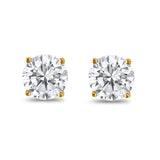 Butterfly Back 4 Prong Round Casting Simulated Cubic Zirconia Stud Earrings Yellow Tone 925 Sterling Silver 3mm-9mm Choose Size