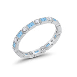 Art Deco Full Eternity Wedding Band Baguette Simulated CZ Ring 925 Sterling Silver