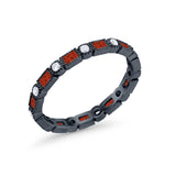 Art Deco Full Eternity Wedding Band Baguette Simulated CZ Ring 925 Sterling Silver