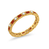 Art Deco Full Eternity Wedding Band Baguette Simulated CZ Ring 925 Sterling Silver