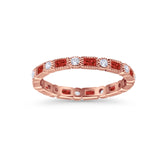 Art Deco Full Eternity Wedding Band Baguette Simulated CZ Ring 925 Sterling Silver