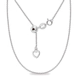1.4MM Rhodium Tone Adjustable Rolo Chain .925 Solid Sterling Silver Sizes 22"