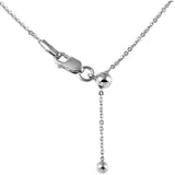 1.4MM Rhodium Tone Adjustable Rolo Chain .925 Solid Sterling Silver Sizes 22"