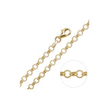 2MM 025 Yellow Gold Rolo Chain .925 Sterling Silver Length "16-20"