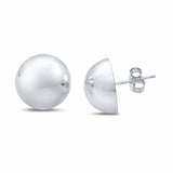 14mm Half Ball Moon Stud Earrings 925 Sterling Silver Choose Color