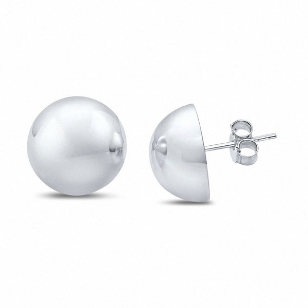 14mm Half Ball Moon Stud Earrings 925 Sterling Silver Choose Color ...