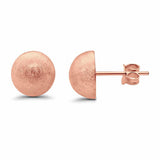 10mm Textured Half Ball Stud Earrings Moon 925 Sterling Silver Choose Color