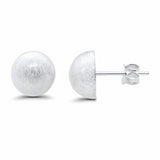 10mm Textured Half Ball Stud Earrings Moon 925 Sterling Silver Choose Color