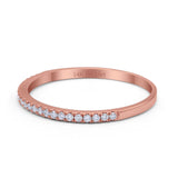 14K Gold Half Eternity Art Deco 1.8mm Thin Wedding Band Natural Diamond Round Engagement Band Ring 0.15ct G SI
