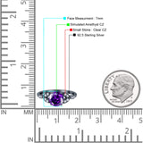 Art Deco Vintage Style Round Simulated Cubic Zirconia Wedding Engagement Ring 925 Sterling Silver