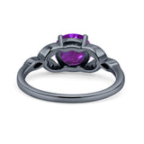 Art Deco Vintage Style Round Simulated Cubic Zirconia Wedding Engagement Ring 925 Sterling Silver