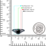 Art Deco Vintage Style Round Simulated Cubic Zirconia Wedding Engagement Ring 925 Sterling Silver